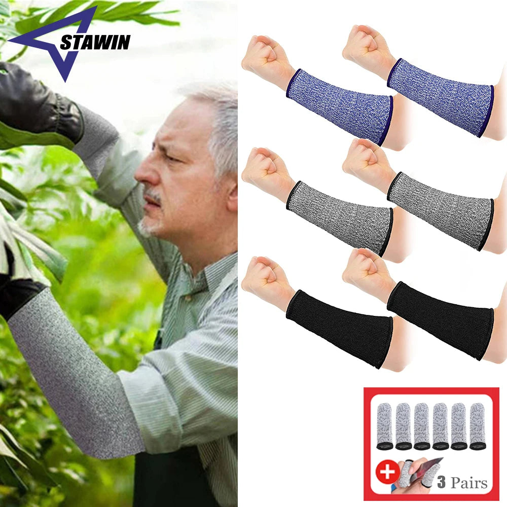 3 Pairs Level 5 Safety Sleeves Anti Cut Arm Puncture Gloves Cutting Resistant Bracers Protector Household Breathable Arm Guard