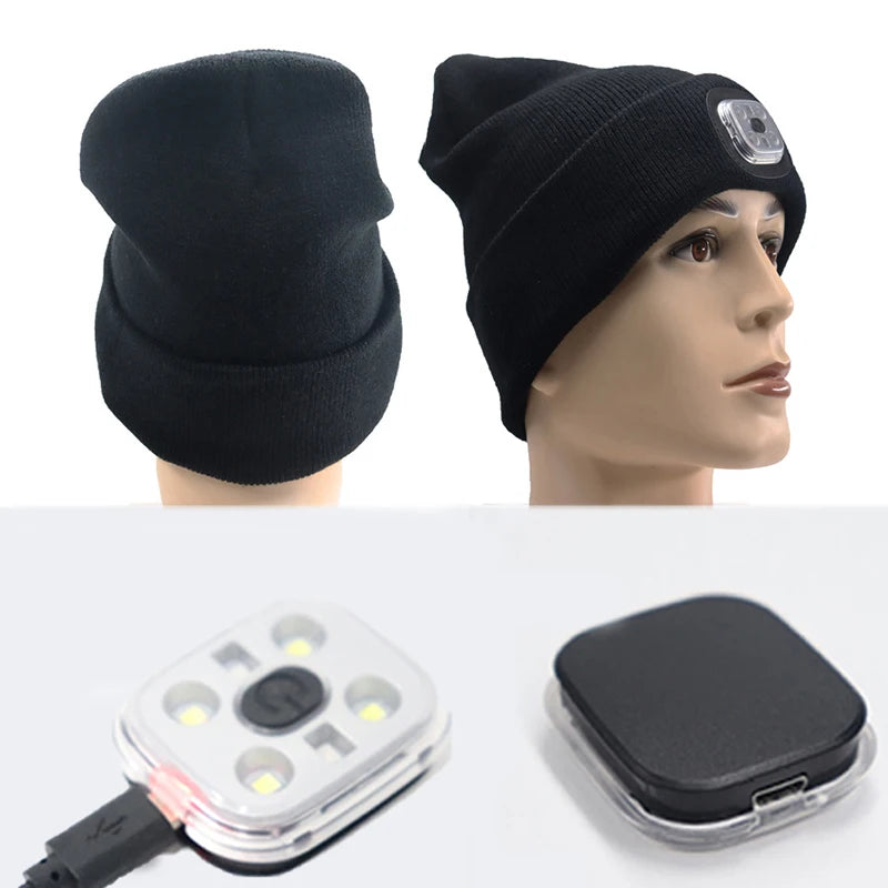 Winter Knitted Hat with Elastic Light