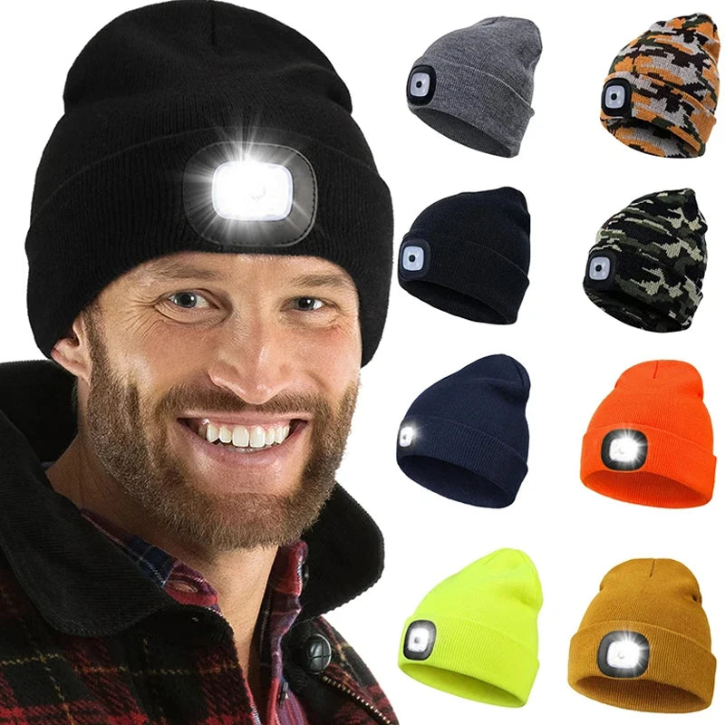 Winter Knitted Hat with Elastic Light