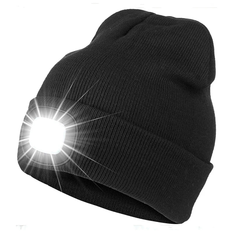 Winter Knitted Hat with Elastic Light