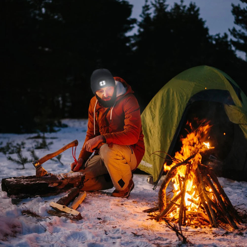 LED Knitted Beanie - Hands-Free Headlamp Hat