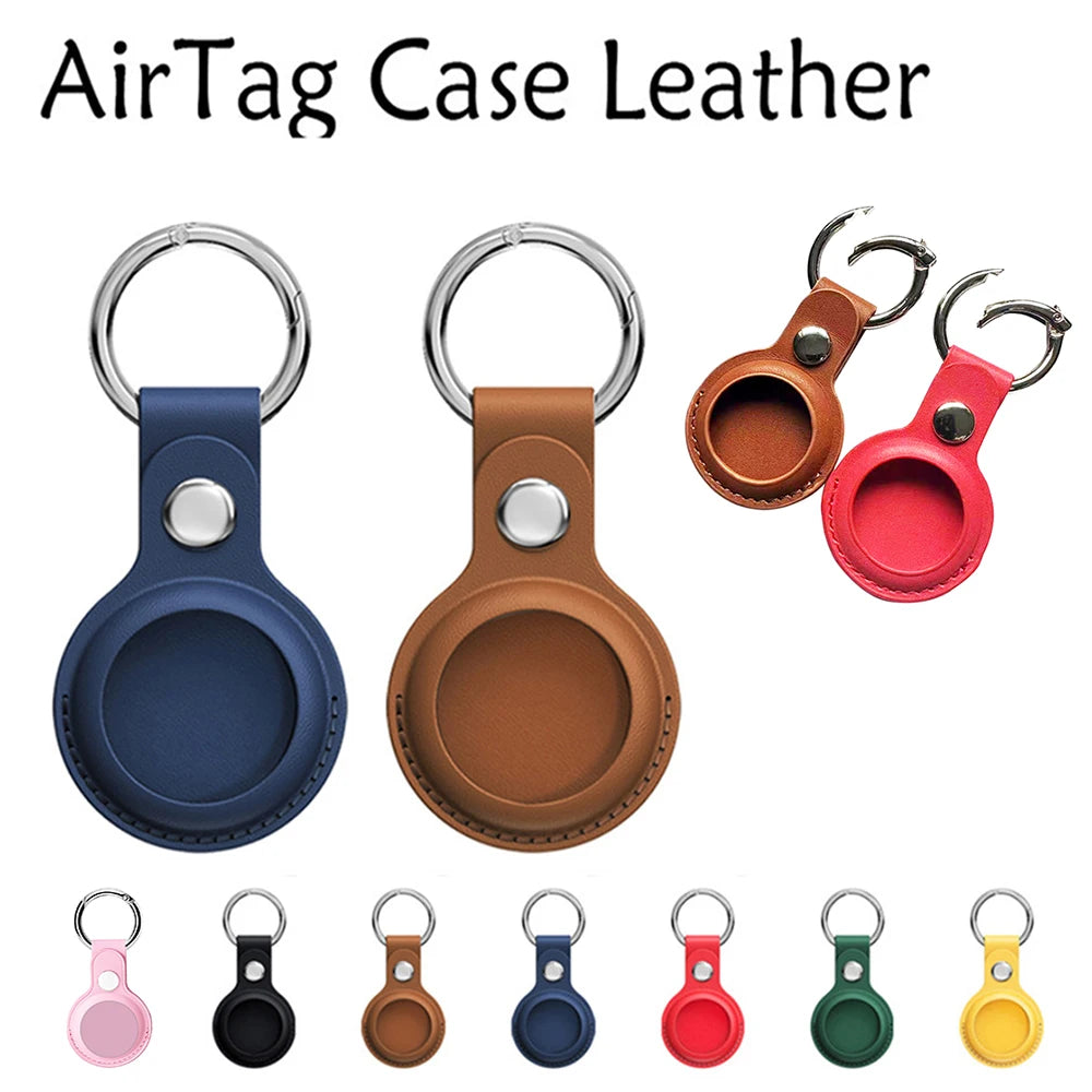 Leather Keychain for Apple Airtags Case Protective Cover Bumper Shell Tracker Accessories Anti-scratch Air Tag Key Ring Holder